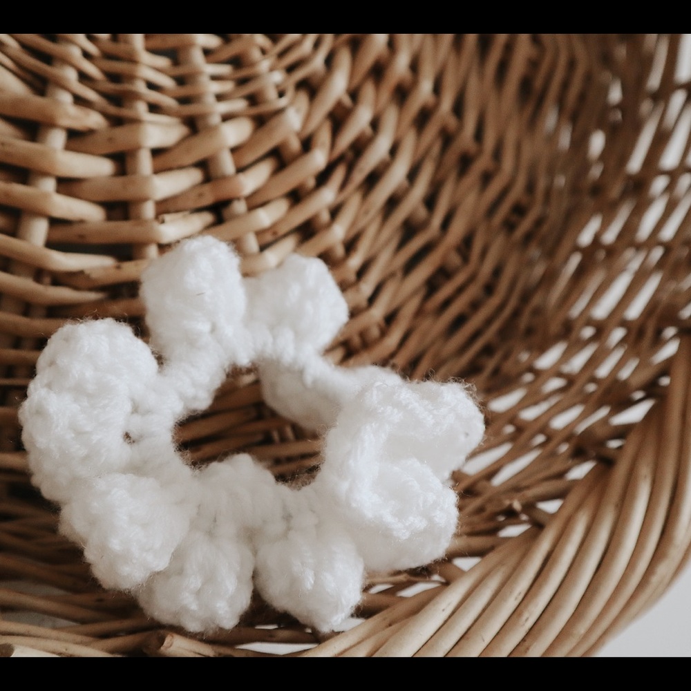 White crochet scrunchies